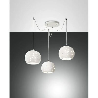 Fabas Luce Corvara Pendelleuchte - Deckenleuchte, Weißes Glas, 3 Lampen Fabas Luce Corvara Pendelleuchte - Deckenleuchte, Weißes Glas, 3 Lampen