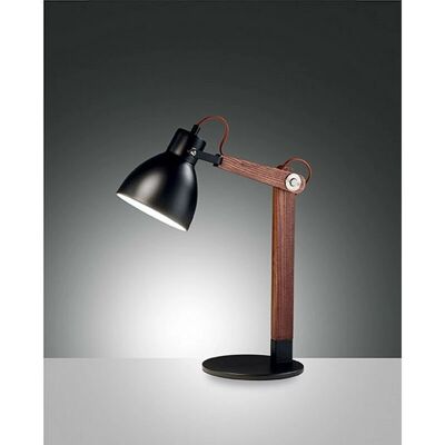 Fabas Luce Sveva Schreibtisch Arbeitslampe - Metall & Holz, 15W, Schwarz / Nuss Fabas Luce Sveva Schreibtisch Arbeitslampe - Metall & Holz, 15W, Schwarz / Nuss