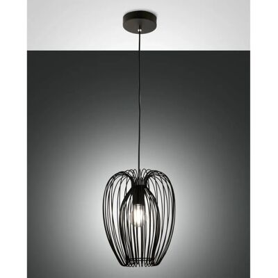 Fabas Luce Schwarze Pendelleuchte - E27 Max 40W - 2m Höhe - 25cm Durchmesser - Metall Fabas Luce Schwarze Pendelleuchte - E27 Max 40W - 2m Höhe - 25cm Durchmesser - Metall