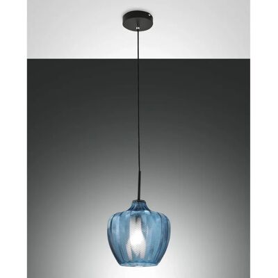 Fabas Luce Gallura Pendelleuchte - 40W E27, Blau & Schwarz, 25cm Fabas Luce Gallura Pendelleuchte - 40W E27, Blau & Schwarz, 25cm
