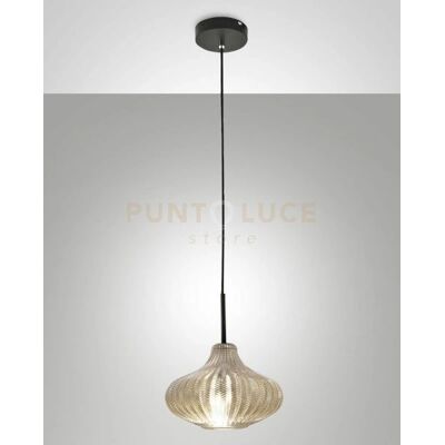 Fabas Luce Pendelleuchte Champagner Metall Glas 26cm Fabas Luce Pendelleuchte Champagner Metall Glas 26cm