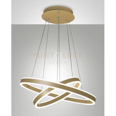 Fabas Luce Palau Suspension LED - 2 Anneaux Or Réglable 11780lm - Publicité Fabas Luce Palau Suspension LED - 2 Anneaux Or Réglable 11780lm - Publicité