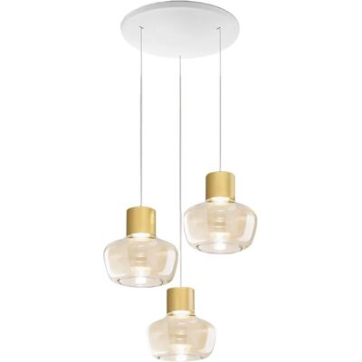Fabas Luce - 3767-47-365 - 3-flammig - cognac - LED Pendant Light Fabas Luce - 3767-47-365 - 3-flammig - cognac - LED Pendant Light