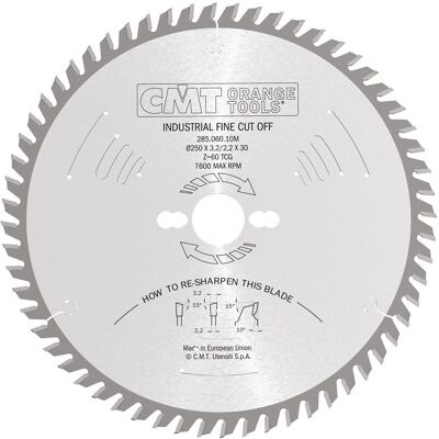 CMT Orange Tools Cirkelsaveblad - 250mm, 60T, 15° - Tverrsnit CMT Orange Tools Cirkelsaveblad - 250mm, 60T, 15° - Tverrsnit