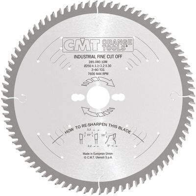 CMT 285.080.10M Kreissägeblatt - 250x3.2x80T - Leise Hochpräzise CMT 285.080.10M Kreissägeblatt - 250x3.2x80T - Leise Hochpräzise