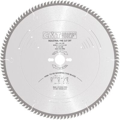 CMT 285.108.14m Lame Circulaire - 350x3.5x30 - 108 dents ATB - Silencieuse - Publicité CMT 285.108.14m Lame Circulaire - 350x3.5x30 - 108 dents ATB - Silencieuse - Publicité
