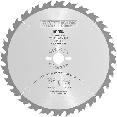 CMT - 293.028.12M Kreissägeblatt - 28 Zähne, 315mm, 20° CMT - 293.028.12M Kreissägeblatt - 28 Zähne, 315mm, 20°
