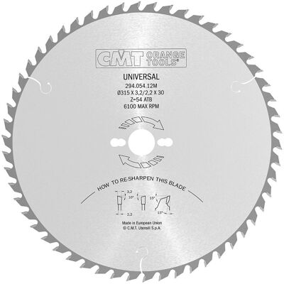 CMT 294.054.12M Universale Kreissägeblatt für Querschnitt - Holz/Grau CMT 294.054.12M Universale Kreissägeblatt für Querschnitt - Holz/Grau