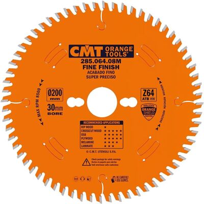 CMT 285.064.08M Lame de scie circulaire - 64 dents - 15° - Bois - Publicité CMT 285.064.08M Lame de scie circulaire - 64 dents - 15° - Bois - Publicité