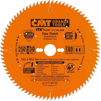 CMT 250mm Kreissägeblatt - 80 Zähne - Ø30mm - Für Holzbearbeitungsmaschinen CMT 250mm Kreissägeblatt - 80 Zähne - Ø30mm - Für Holzbearbeitungsmaschinen