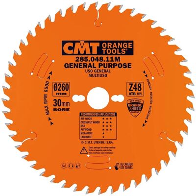 CMT 285.048.11M Kreissägeblatt - Universell, 260mm, 2.8mm, 30mm, Z48 CMT 285.048.11M Kreissägeblatt - Universell, 260mm, 2.8mm, 30mm, Z48