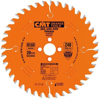CMT 281.160.40H Kreissägeblatt - 160x2,2/1,6x20 - Z40 TCG+4 CMT 281.160.40H Kreissägeblatt - 160x2,2/1,6x20 - Z40 TCG+4
