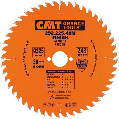 CMT ORANGE TOOLS Cmt 292.225.48m - Kreissägeblatt - 225mm, 48Z, 30mm Bohrung CMT ORANGE TOOLS Cmt 292.225.48m - Kreissägeblatt - 225mm, 48Z, 30mm Bohrung