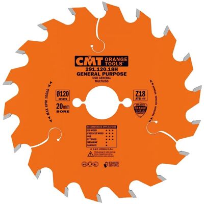 CMT 291.120.18H Lame de scie circulaire - 120mm, 15° inclinaison, 20mm large - Publicité CMT 291.120.18H Lame de scie circulaire - 120mm, 15° inclinaison, 20mm large - Publicité