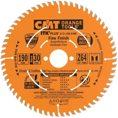 CMT 190mm 64-Zähne Kreissägeblatt - Querschnitte & Oberflächen CMT 190mm 64-Zähne Kreissägeblatt - Querschnitte & Oberflächen