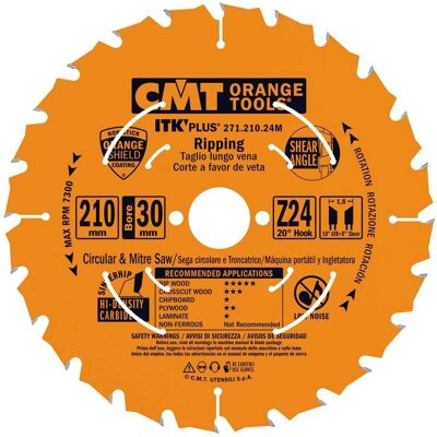 CMT ORANGE TOOLS 271.210.24M Lama circolare - 24 denti CMT ORANGE TOOLS 271.210.24M Lama circolare - 24 denti