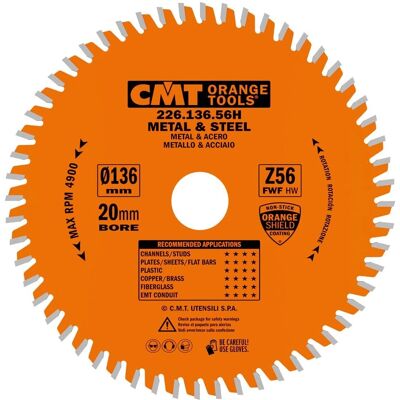 CMT 226.136.56H Hoja de sierra circular para metales y PVC - Corte metálico CMT 226.136.56H Hoja de sierra circular para metales y PVC - Corte metálico
