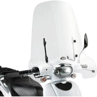 Givi Windshield - Aprilia Scarabeo 50 - Transparent, Model 153A - Windshield for Naked Motorcycles Givi Windshield - Aprilia Scarabeo 50 - Transparent, Model 153A - Windshield for Naked Motorcycles