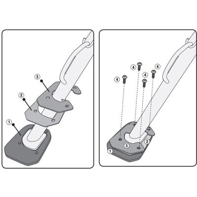 Givi Aluminium und Edelstahl Fußverbreiterung Für Originalseitenständer Givi Aluminium und Edelstahl Fußverbreiterung Für Originalseitenständer