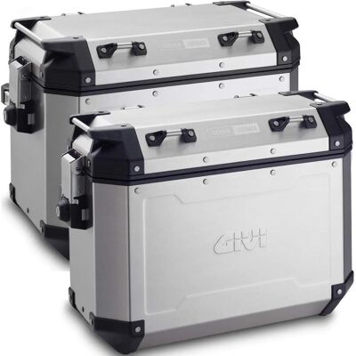 Givi Outback sidoväska set - Aluminium, 48L & 37L, Silver, Black Givi Outback sidoväska set - Aluminium, 48L & 37L, Silver, Black