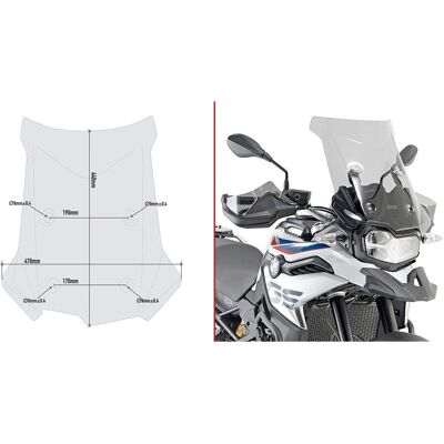 Pare-brise Givi pour BMW F 750 GS & F 800 - Surélevé fumé Pare-brise Givi pour BMW F 750 GS & F 800 - Surélevé fumé
