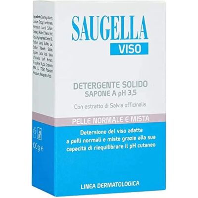 Detergente Viso Saugella pH 3,5 - Sapone Solido per Pelle Normale e Grassa Detergente Viso Saugella pH 3,5 - Sapone Solido per Pelle Normale e Grassa