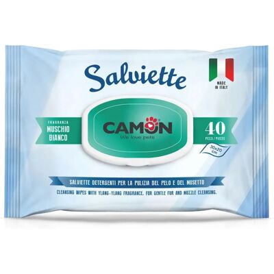 Salviettine Camon Muschio Bianco - Cura pelo cani e gatti - 40 pz Salviettine Camon Muschio Bianco - Cura pelo cani e gatti - 40 pz