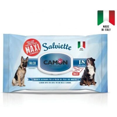 Lingettes Humides Camon Maxi Talc - Pack de 18 - Pour Chiens Lingettes Humides Camon Maxi Talc - Pack de 18 - Pour Chiens