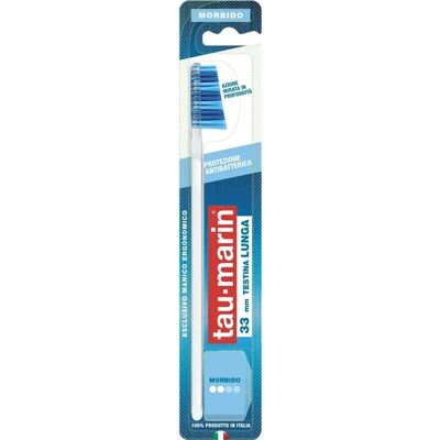 Alfasigma Spa Tau Marin - Spazzolino con Protezione Antibatterica - Morbido - Testina 33mm - Igiene orale Alfasigma Spa Tau Marin - Spazzolino con Protezione Antibatterica - Morbido - Testina 33mm - Igiene orale