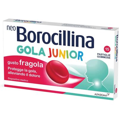 Alfasigma NeoBorocillina Gola Junior - Pastiglie alla fragola - 15 pezzi Alfasigma NeoBorocillina Gola Junior - Pastiglie alla fragola - 15 pezzi