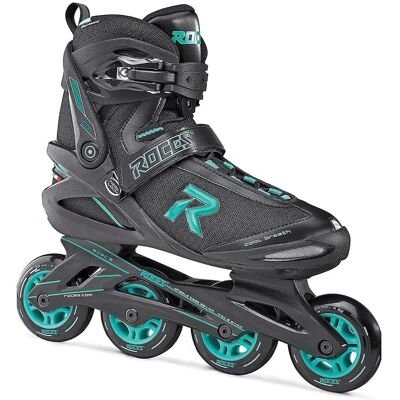 Roces Icon Inline Skates - Size 40 - Softboot, 82A, Black/Aqua Roces Icon Inline Skates - Size 40 - Softboot, 82A, Black/Aqua