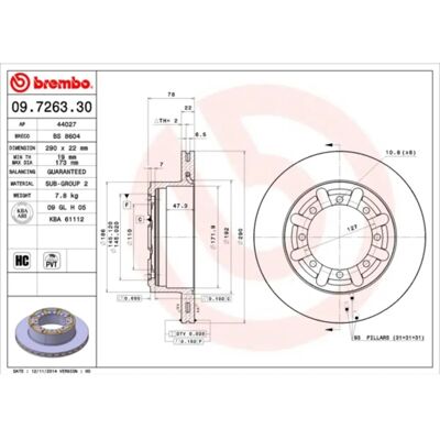 BREMBO Malli 09.7263.30 Ventilated Bremse BREMBO Malli 09.7263.30 Ventilated Bremse