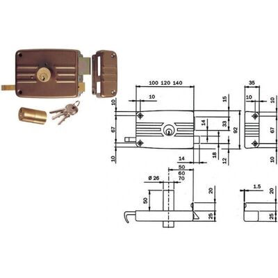 ISÉO 431/432 Cerradura de Puerta - Cerrojo y Pestillo - Para Puertas de Madera ISÉO 431/432 Cerradura de Puerta - Cerrojo y Pestillo - Para Puertas de Madera