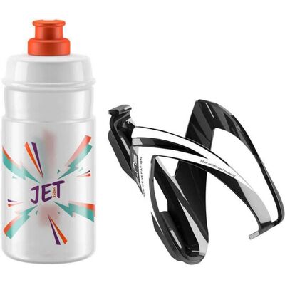 Elite Jet Youth Bottle & CEO Cage - 350ml - Clear / Orange Logo - Water Bottle & Cage Elite Jet Youth Bottle & CEO Cage - 350ml - Clear / Orange Logo - Water Bottle & Cage