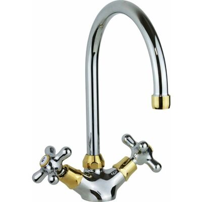 Grifo de cocina Paffoni IRV180CO Cromo / Dorado - Monomando, giro 360°, Latón Grifo de cocina Paffoni IRV180CO Cromo / Dorado - Monomando, giro 360°, Latón