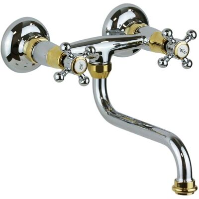Paffoni - Wandmontierter Waschbeckenmischer mit 360° Schwenkarm - Chrom / Gold Paffoni - Wandmontierter Waschbeckenmischer mit 360° Schwenkarm - Chrom / Gold
