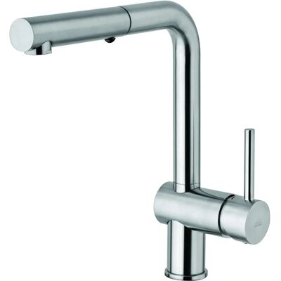 Mezclador de fregadero de cocina en acero cepillado con ducha extraíble doble jet - Paffoni Steel Looking Mezclador de fregadero de cocina en acero cepillado con ducha extraíble doble jet - Paffoni Steel Looking