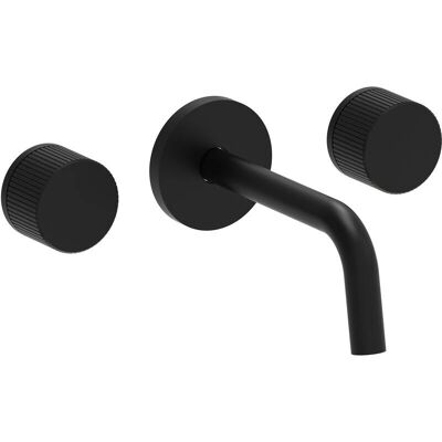 Amestecător de chiuvetă montat pe perete Paffoni - 3 orificii, alamă, negru mat - 175mm Amestecător de chiuvetă montat pe perete Paffoni - 3 orificii, alamă, negru mat - 175mm