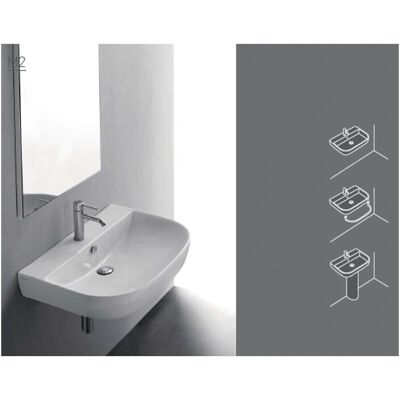 Lavabo Ceramica Galassia M2 - Da Appendere - Bianco - 60x48cm - Bagno Lavabo Ceramica Galassia M2 - Da Appendere - Bianco - 60x48cm - Bagno