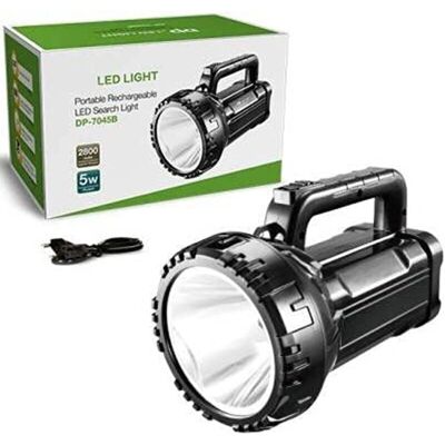 Trade Shop Linterna Portátil LED - 5W, Recargable, Resistente a la Intemperie Trade Shop Linterna Portátil LED - 5W, Recargable, Resistente a la Intemperie