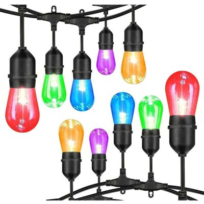 Trade Shop Traesio Cadena de 10pcs Luces LED E27 Colores - Decoración Exterior Trade Shop Traesio Cadena de 10pcs Luces LED E27 Colores - Decoración Exterior