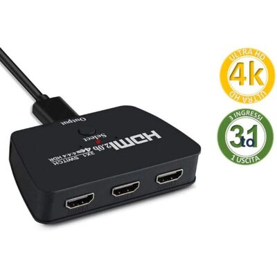 Trade Shop Conmutador HDMI 3 Entradas 1 Salida 4K Ultra HD Q-a137 Trade Shop Conmutador HDMI 3 Entradas 1 Salida 4K Ultra HD Q-a137