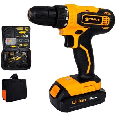 TRADE SHOP TRAESIO Bohrmaschine - Lithium 24V, 150 Zubehör TRADE SHOP TRAESIO Bohrmaschine - Lithium 24V, 150 Zubehör