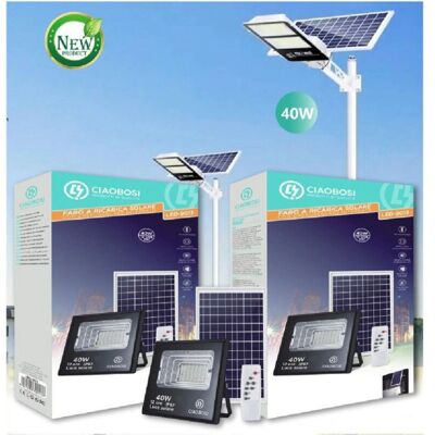 Trade Shop - Proiettore LED Pannello Solare 40W - Esterno IP67 Trade Shop - Proiettore LED Pannello Solare 40W - Esterno IP67
