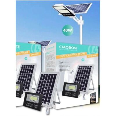 Trade Shop Foco LED 40W - Luz exterior con panel solar y mando Trade Shop Foco LED 40W - Luz exterior con panel solar y mando