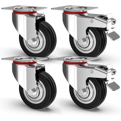 Trade Shop Traesio - Set 4 Ruote Piroettanti 360° - 80x63xH90mm - Caster wheels Trade Shop Traesio - Set 4 Ruote Piroettanti 360° - 80x63xH90mm - Caster wheels