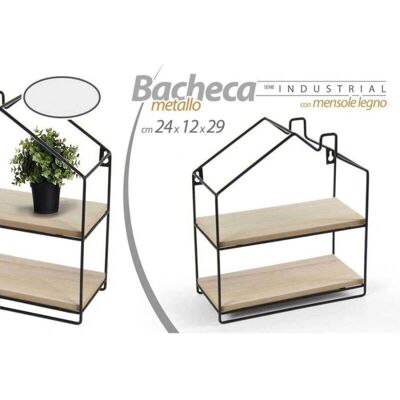Mensola da Parete Trade Shop - Nera, 24x12x29cm, 2 Ripiani in Legno - Serie Industriale Mensola da Parete Trade Shop - Nera, 24x12x29cm, 2 Ripiani in Legno - Serie Industriale