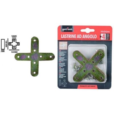 Trade Shop Juego de Placas de Esquina - 4pcs - 100x20x2mm - Refuerzo de Muebles Trade Shop Juego de Placas de Esquina - 4pcs - 100x20x2mm - Refuerzo de Muebles