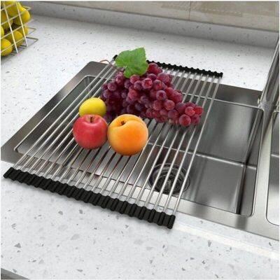 Trade Shop Traesio - Escurridor ajustable de acero inoxidable - 52x34cm Trade Shop Traesio - Escurridor ajustable de acero inoxidable - 52x34cm