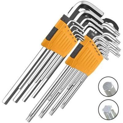 Trade Shop Traesio - conjunto de herramientas 18 piezas T10-T50 y llaves Allen 1,5-10mm Trade Shop Traesio - conjunto de herramientas 18 piezas T10-T50 y llaves Allen 1,5-10mm